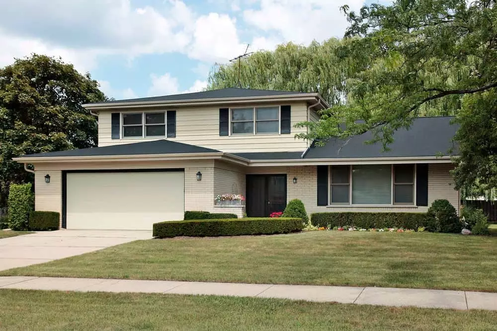 Front view of split level suburban home